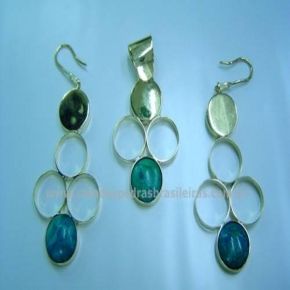 Conjunto - Turquesa - Ouro - ID:730